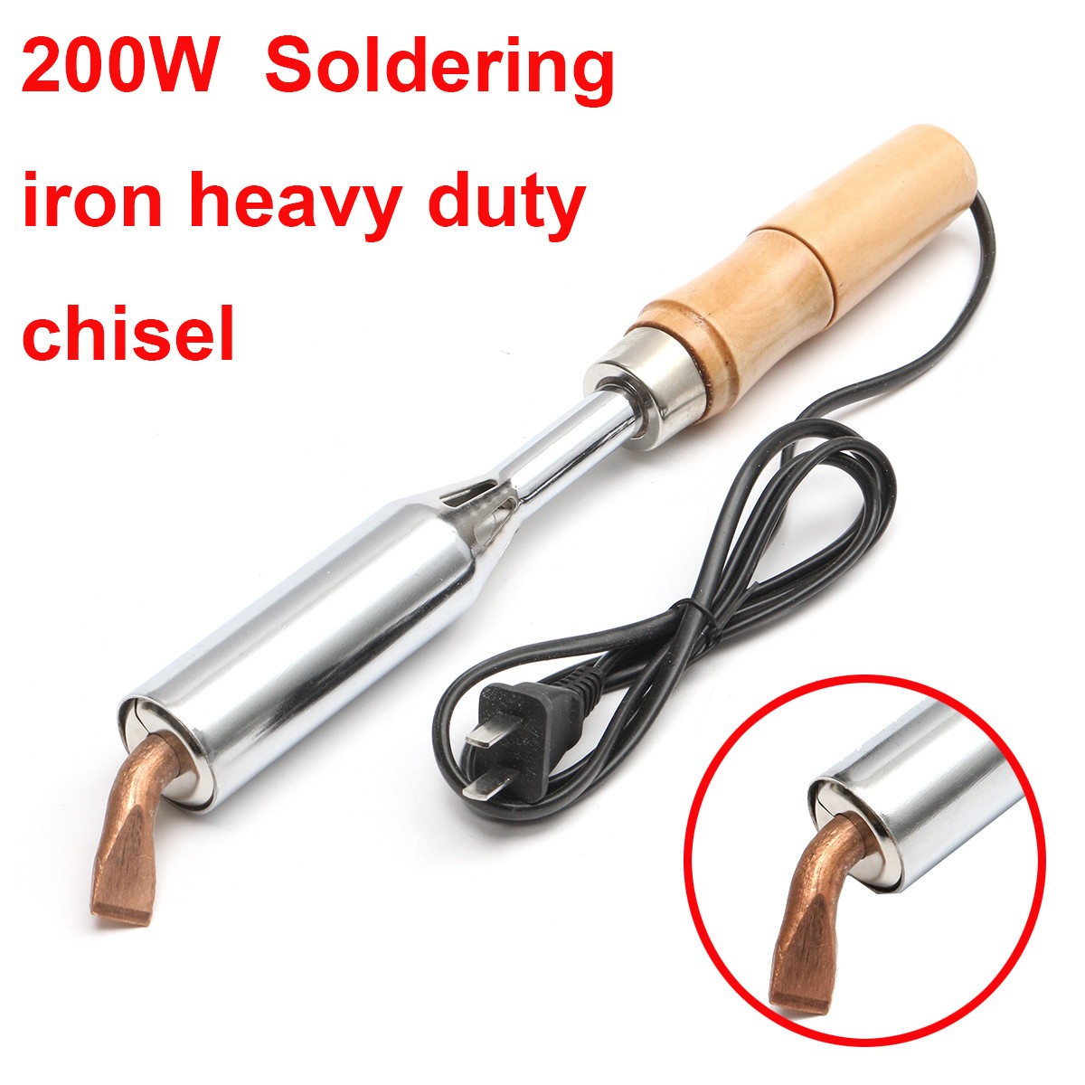 500W 220V Soldering Iron Heavy Duty Chisel Point Copper Tip Craft Manufacturing