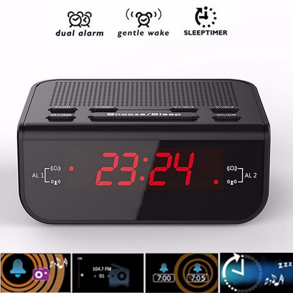 

CR246 Red LED Display Digital FM Radio Dual Alarm Clock With Buzzer Snooze Function