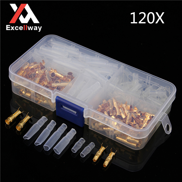 

Excellway® TC11 120Pcs Brass Bullet 3.5mm Connector Terminal Male and Female with Insulated Cover