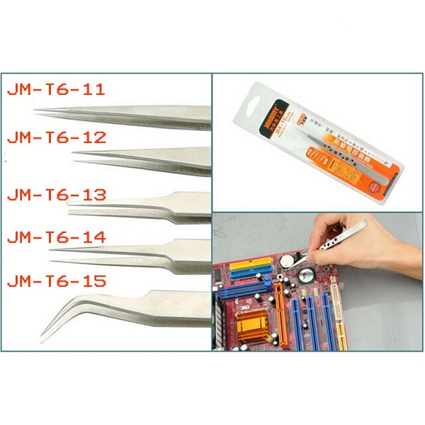 

JAKEMY JM-T6-13 Anti-static Anti-magnetic Flat Forceps Tweezer Maintenance Tool Kit Handmade