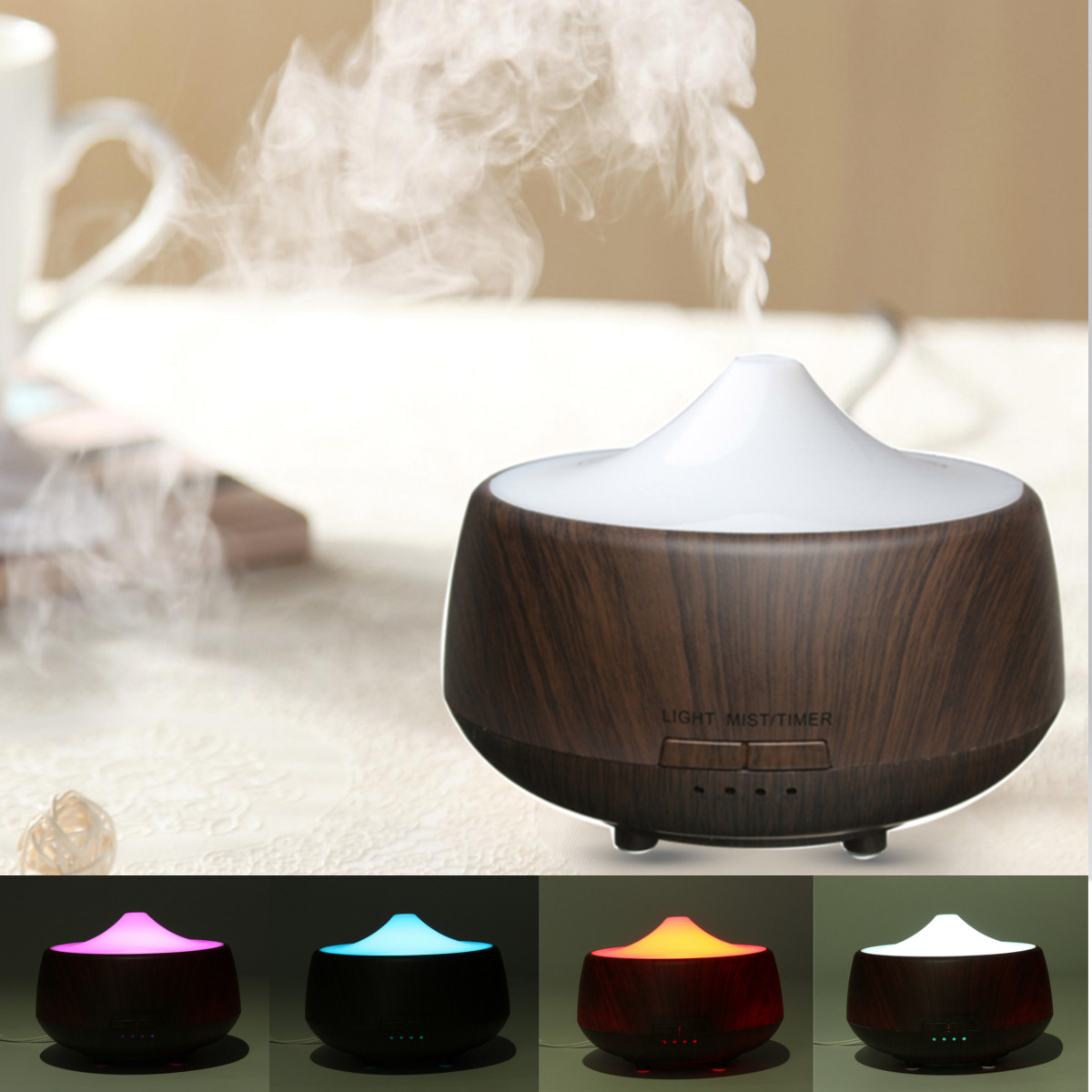 

Ultrasonic LED Color-changing Wood Grain Aroma Diffuser Humidifier Aromatherapy Spa Essential Oil