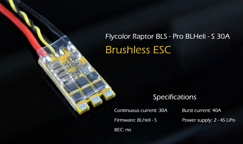 Flycolor Raptor BLS Pro BLHeli_S 30A 2-4S DSHOT Brushless ESC for RC Drone FPV Racing
