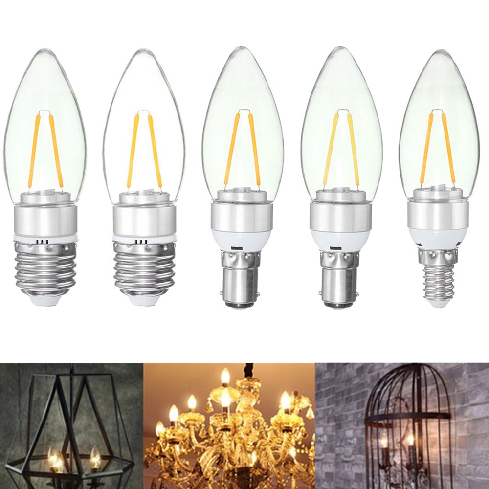 

E27 E14 E12 B22 B15 1.6W LED Pure White Warm White Filament Candle Light Lamp Bulb AC110V