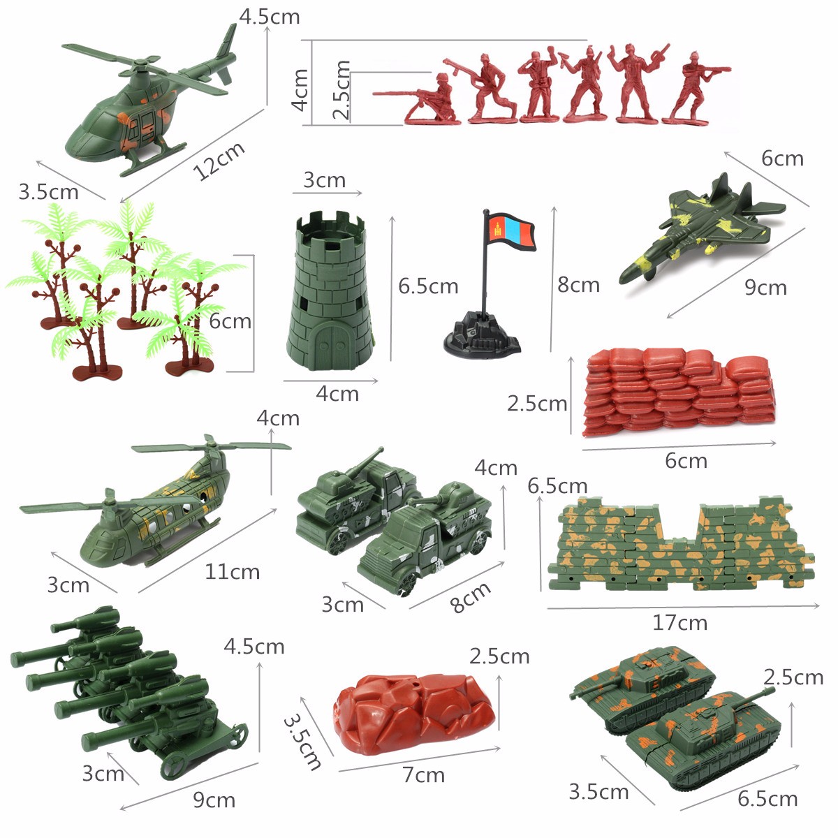 2 pcs Military Green Chinook Helicopter Models Toy Soldier Army Men Accessories 