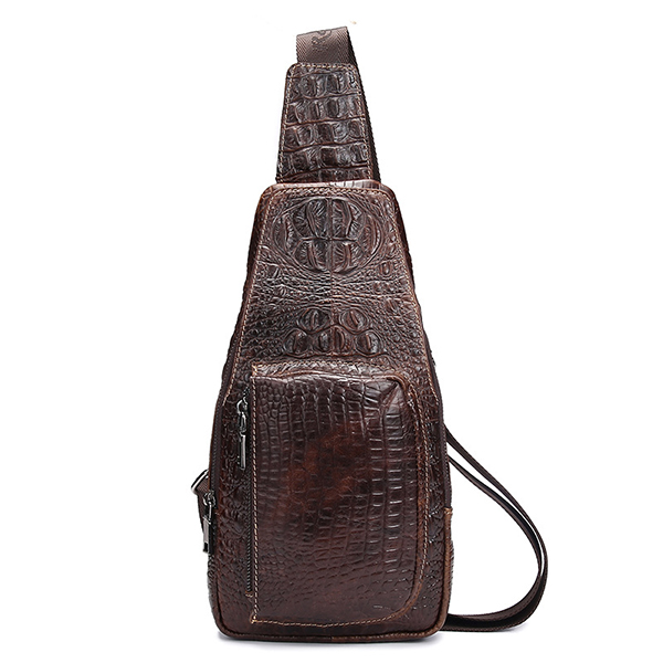 

Genuine Leather Chest Bag Crocodile Pattern Crossbody Bag Sling Bag For Men