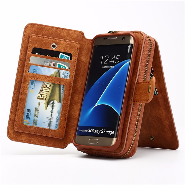 

BRG Universal Removable Functional Wallet Case PU HandBag Zipper Cover for Samsung Galaxy S7 edge