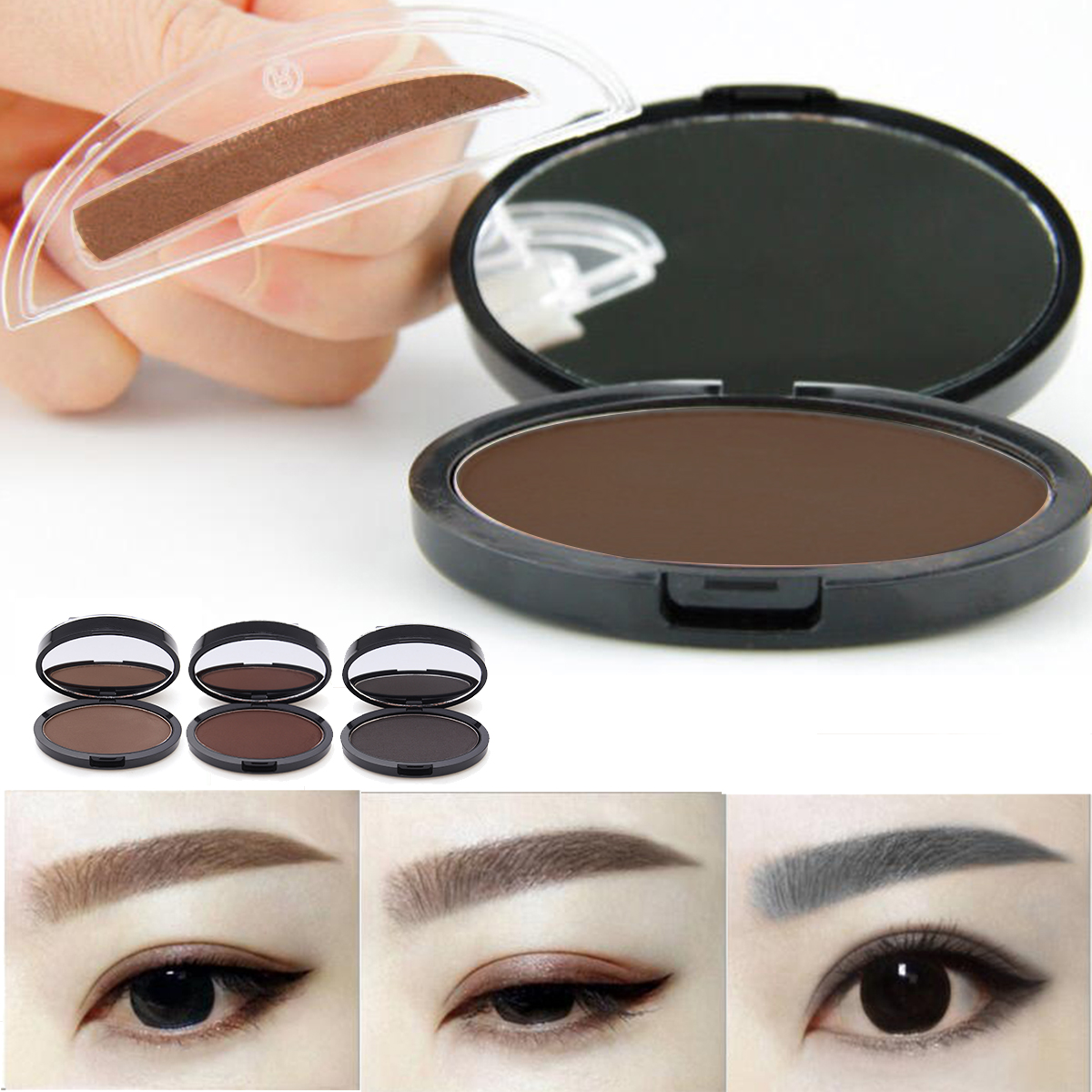

Grey Brown Makeup Eyebrow Gel Brow Stamp Powder Seal Waterproof Eyes Cosmetic Black Head Brush Tools