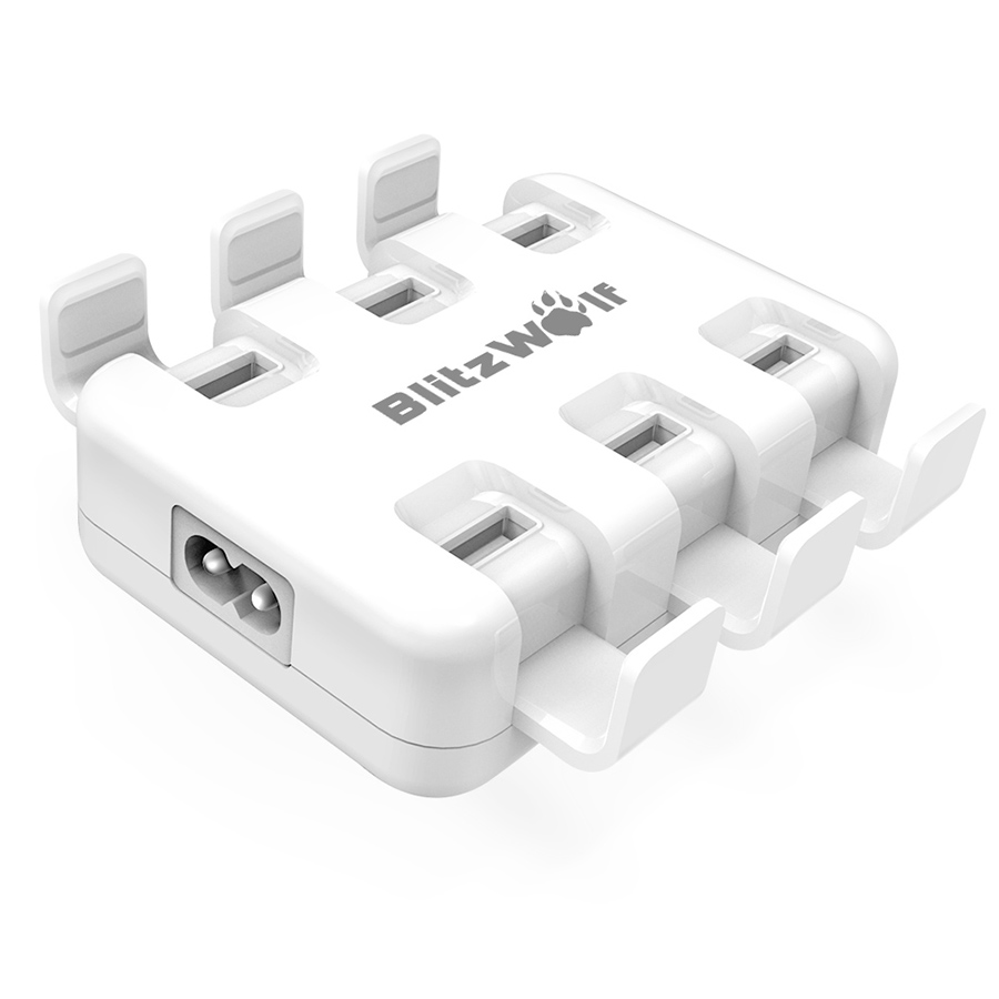 BlitzWolf® BW-S4 Smart 6-Port High Speed Desktop USB Charger For iPhone iPad Samsung 50W