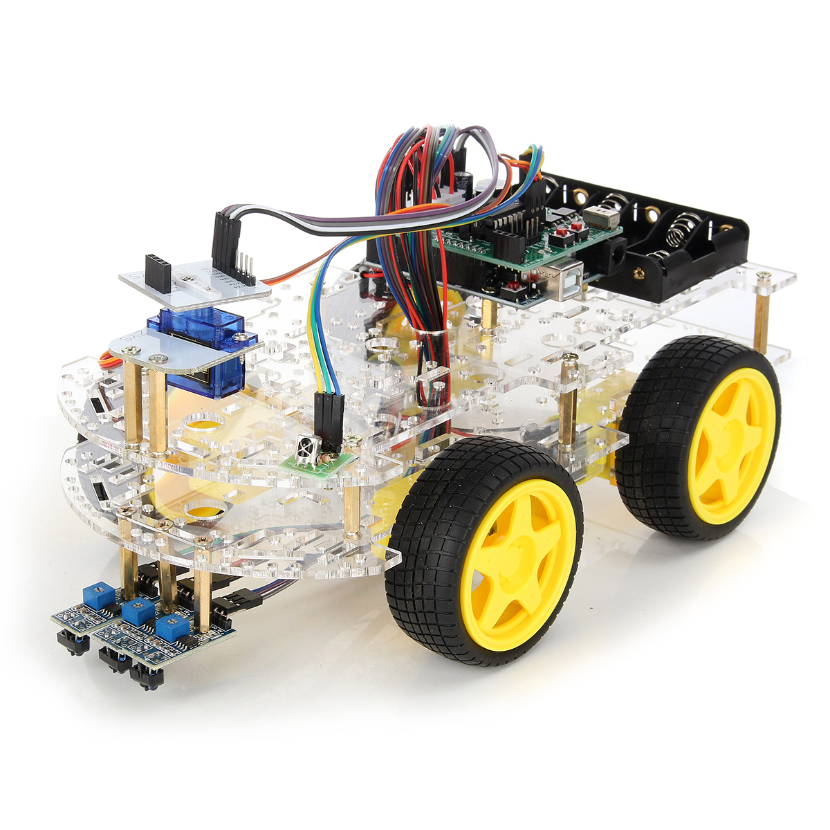 

DIY 4WD Four Wheel Drive Double-Deck Smart Robot Car Starter Set For Arduino
