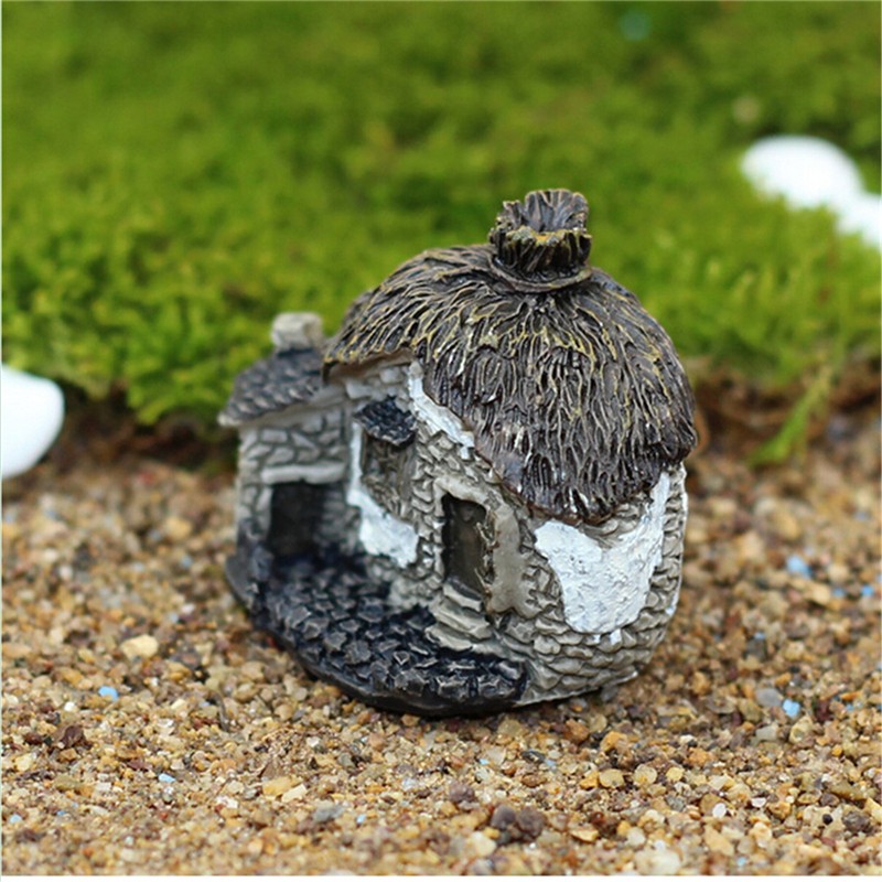 Micro Thatched Cottage Ornaments Potted Plant Landscape Garden DIY Decor