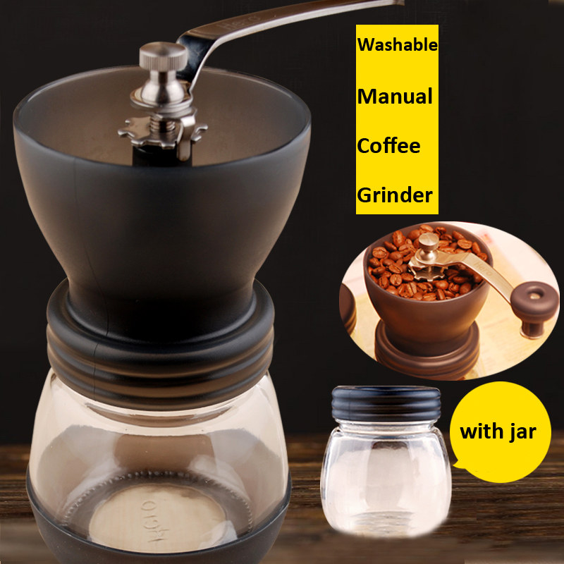 

Manual Coffee Grinder Mill Handy Coffee Bean Soybean Milk Grinder Machine Tool with Jar