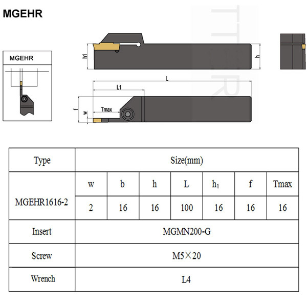 MGEHR1616-2 Tool holder 20MM boring bar+10 pcs MGMN200-G LDA Carbide inserts CNC 