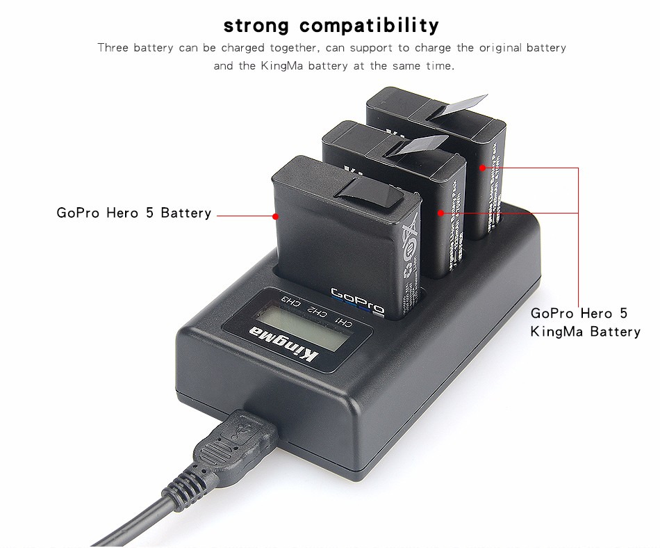 KingMa BM043 USB 3 Channel charger for GoPro