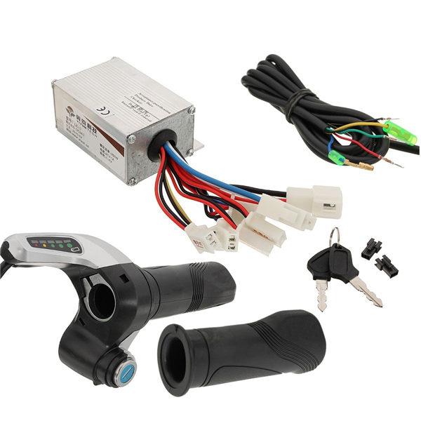 24V 250W Motor Brushed Controller+Throttle Grip For Electric Scooter E-Bike Part 