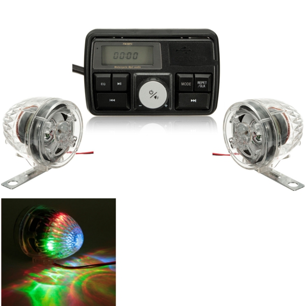 

Anti-Theft Motorcycle Bike Audio Stereo Amplifier MP3 USB SD FM Speakers