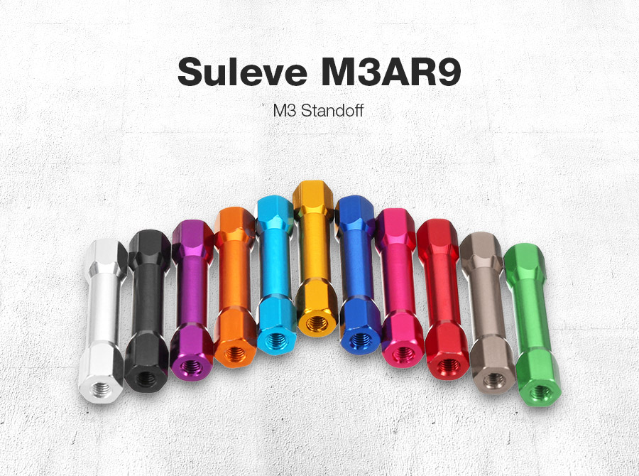 Suleve™ M3AR9 10Pcs M3 30mm Hex Standoff Hexagon Studs Aluminum Alloy Multicolor for PCB