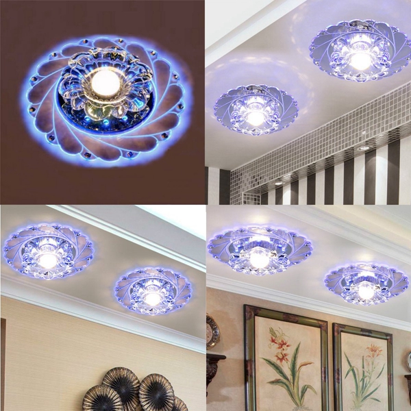 Luminaires de plafond modernes a LED en cristal Lustre a lampadaire a la lumiere de lumiere bleue pour restaurant Corridor