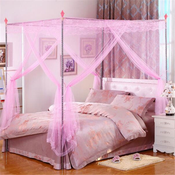 

150X200cm Palace Mosquito Netting Four Corner Bed Curtain Canopy Insect Bug Net Queen Size