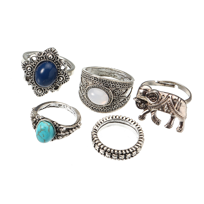 

5 Pcs Bohemian Retro Alloy Knuckle Ring Set Women Jewelry