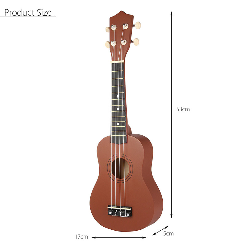 21 Inch Brown Soprano Basswood Ukulele Uke Hawaii Guitar Musical Instrument