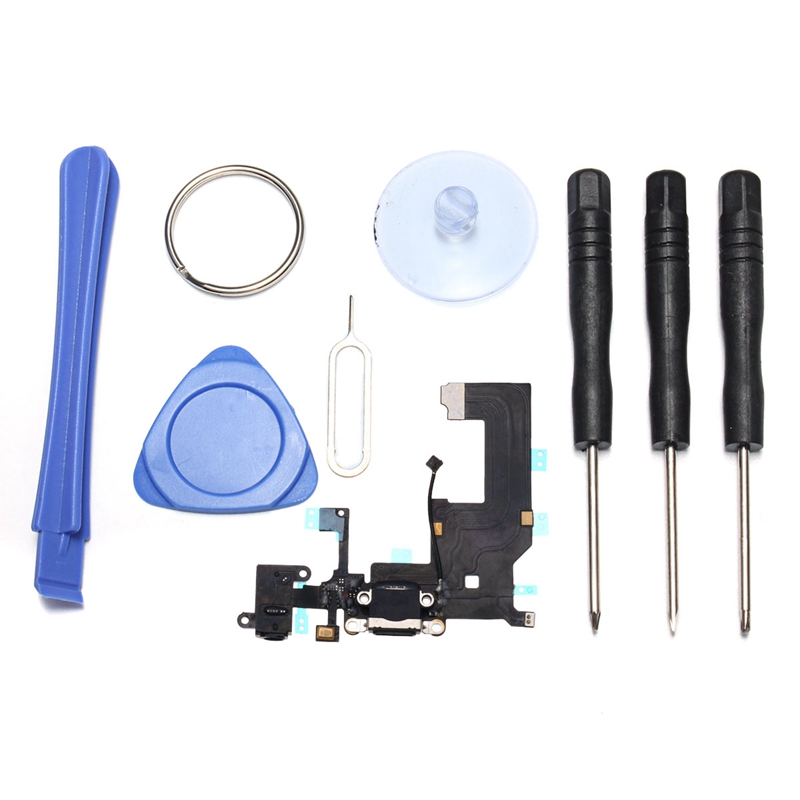 

Black USB Dock Charging Flex Cable+Repair Tools Kit For iPhone 5