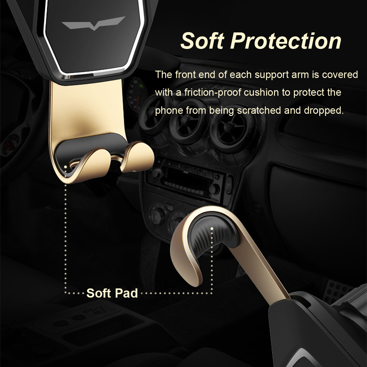 360 Degree Rotation Metal Gravity Auto Lock Holder Car Air Vent Mount Phone Stand Outlet Bracket