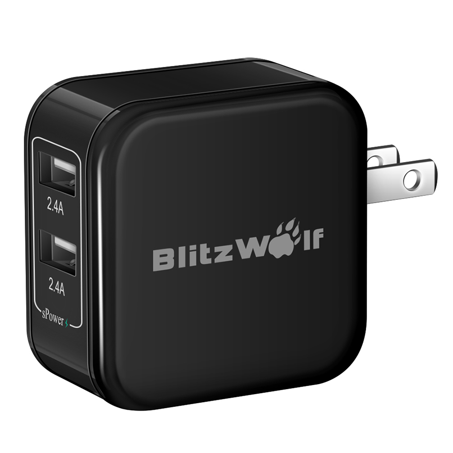 

BlitzWolf® BW-S3 4.8A 24W Dual USB Travel Wall US Charger With Power3S Tech For iPhone iPad Samsung