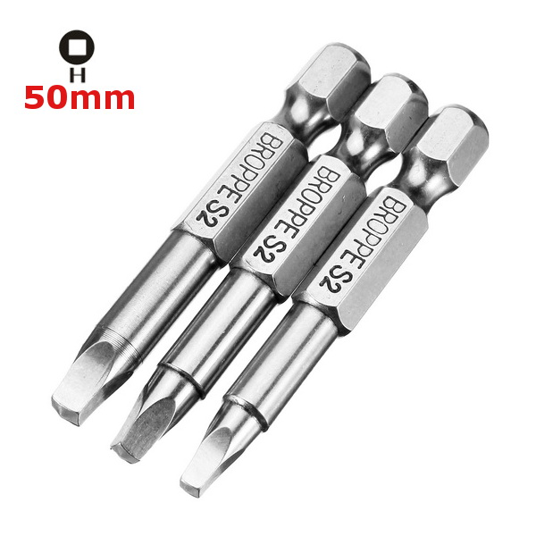 

BROPPE 3Pcs 50mm S1-S3 Magnetic Square Head Screwdriver Bits 1/4 Inch Hex Shank