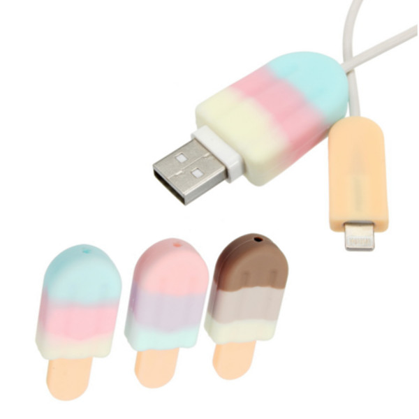 

Universal USB Data Charger Cable Stand Holder Ice Cream Protector Case For Smartphone