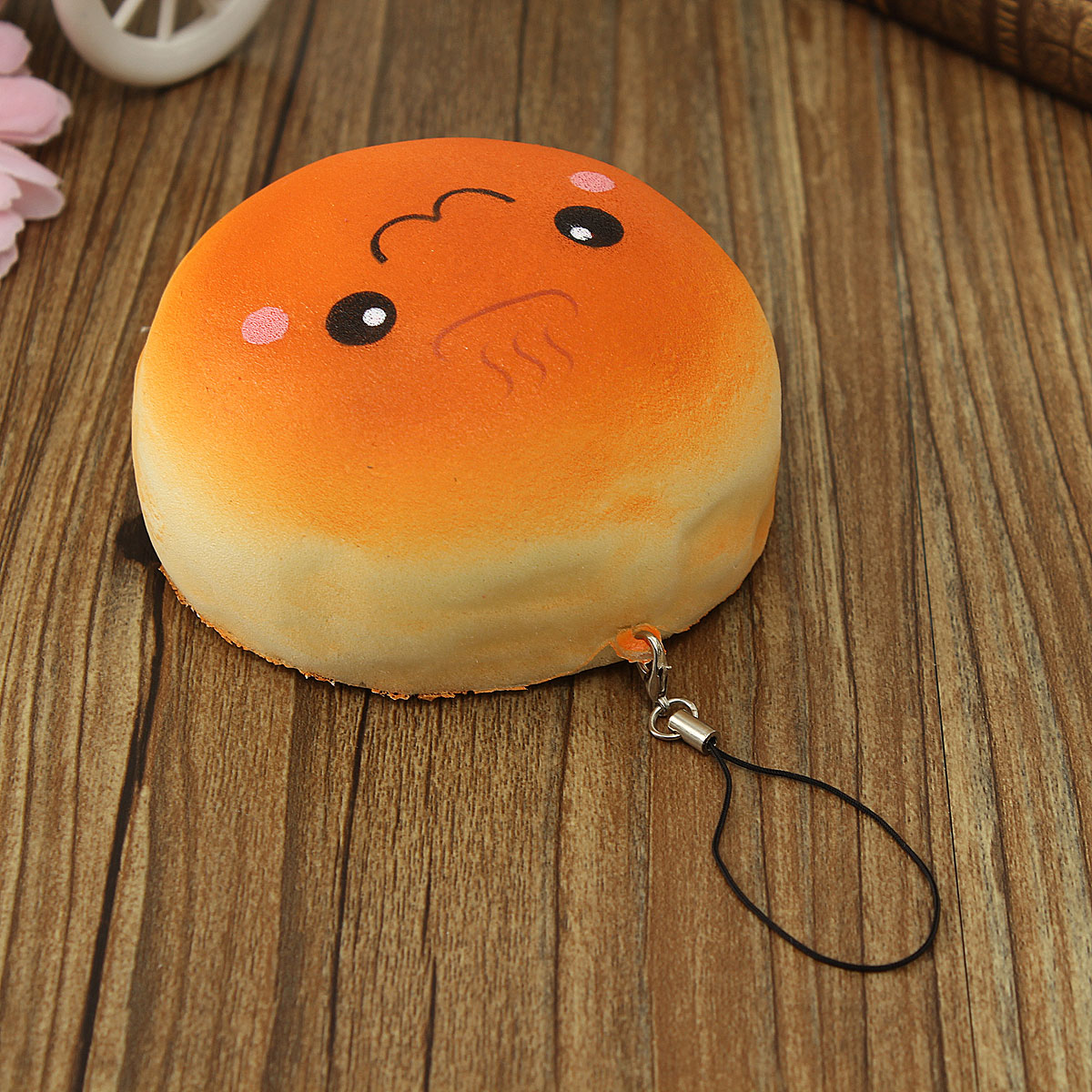 10CM Cute Smiling Expression Kawaii Squishy Bread Keychain Bag Phone Charm Strap