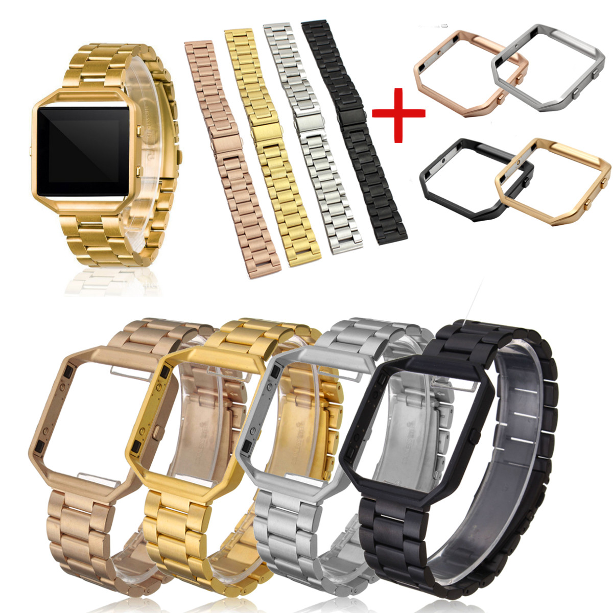 

Stainless Steel Bracelet Wrist Band+Metal Frame For Fitbit Blaze Activity Tracker