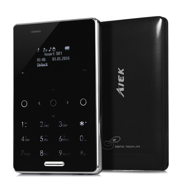

AIEK M4 0.96 Inch Ultra-thin MTK Dual SIM Card Bluetooth Quad-Band Mini Card Phone