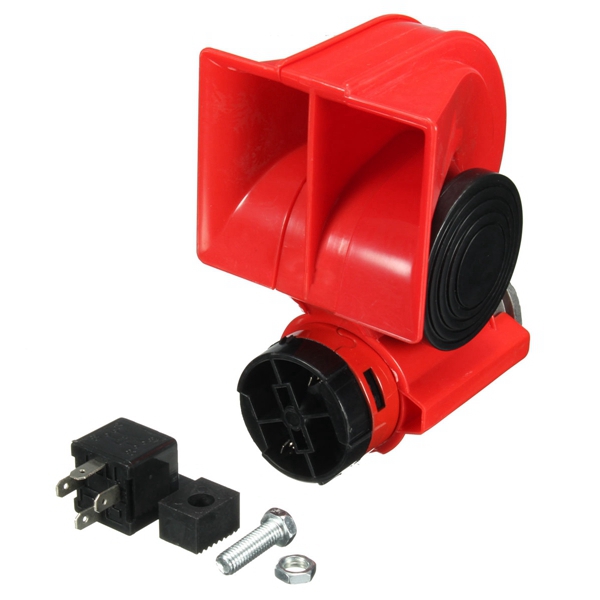 

DC 12V Red Twin Tone Air Blast Electric Horn Loudspeaker Steam With Relay For Motorbike Car Boat