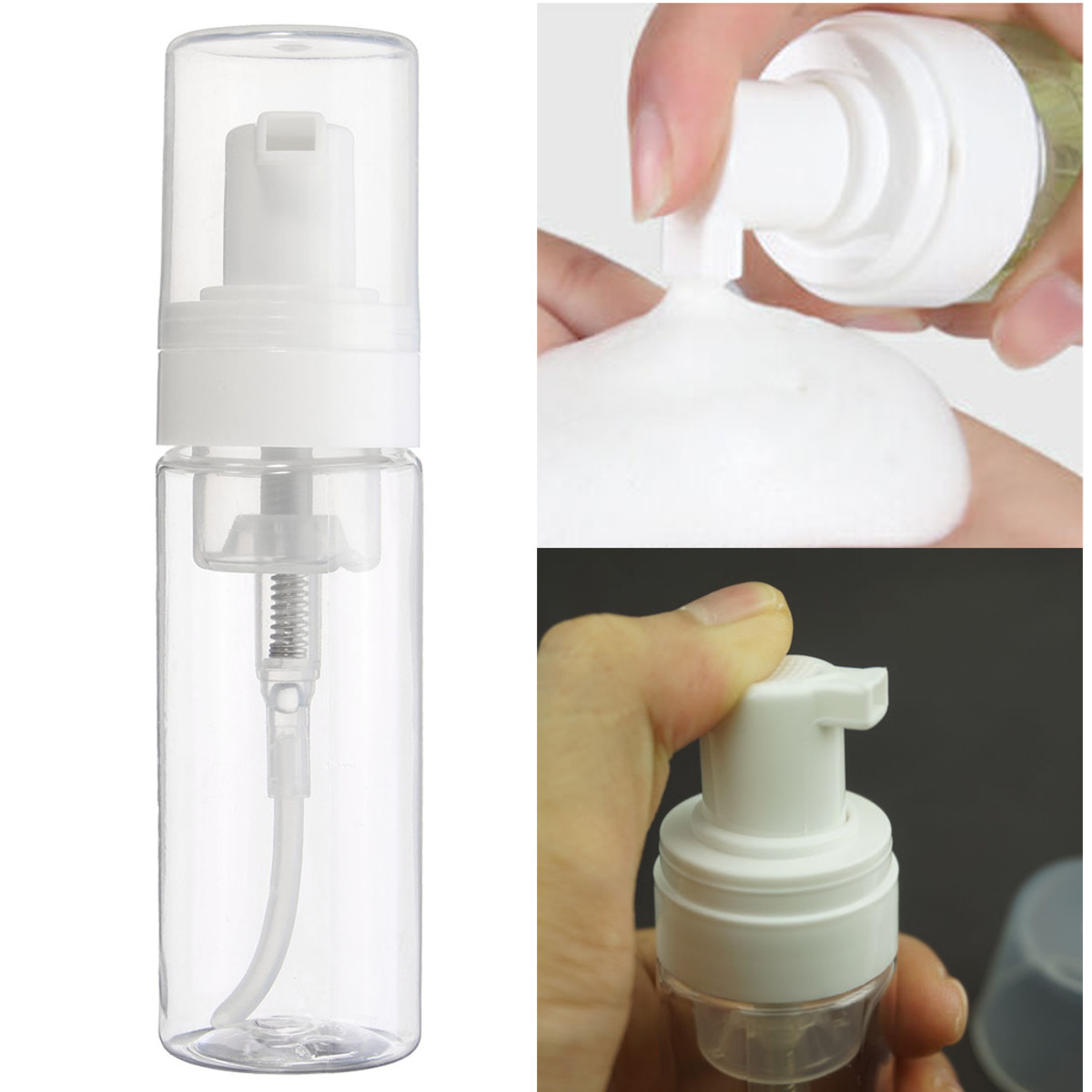 

1pc 50ml Empty Transparent Refilliable Bottles Perfume Lotion Spray Shampoo Pump Dispenser