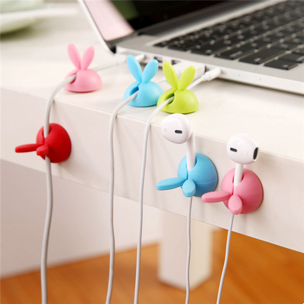 4 Pcs Universal Cute Rabbit Bunny Earphone USB Cable Holder Winder Cable Management Organizer