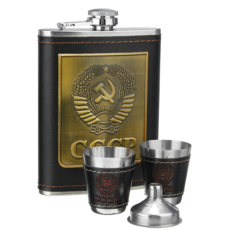 

IPRee™ Outdoor 8oz Liquor Bottle CCCP Stainless Steel Hip Flask Whiskey Cup Funnel