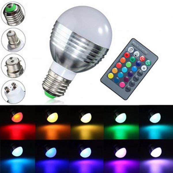 

E27/B22/GU10/E14 5W RGB LED Light Color Changing Lamp Bulb + Remote AC 85-265V