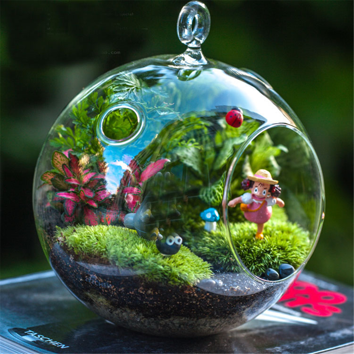 TONSEE_decoration Hanging Glass Ball Vase Flower Plant Pot Terrarium Container Party Wedding Decor
