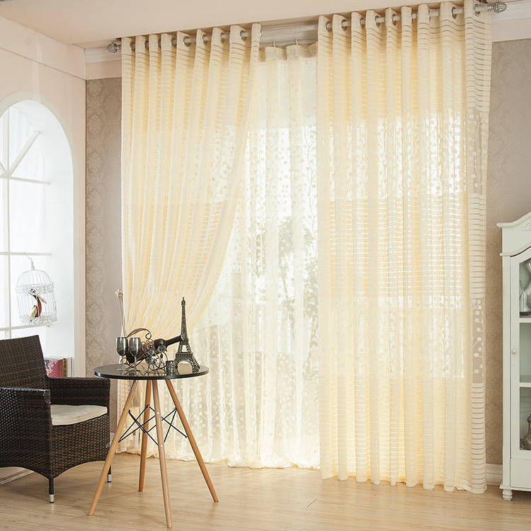 

2 Panel Breathable Jacquard Voile Sheer Curtains Window Screening Bedroom Living Room Window Decor