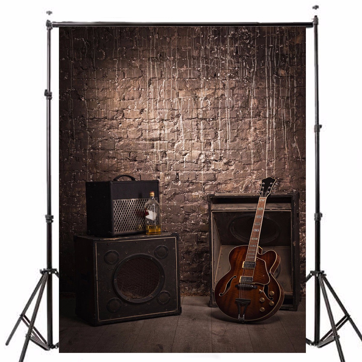

1.5x2.1m Vinyl Old Brick Wood Acoustic Guitar Theme Photography Background Backdrop Studio Prop