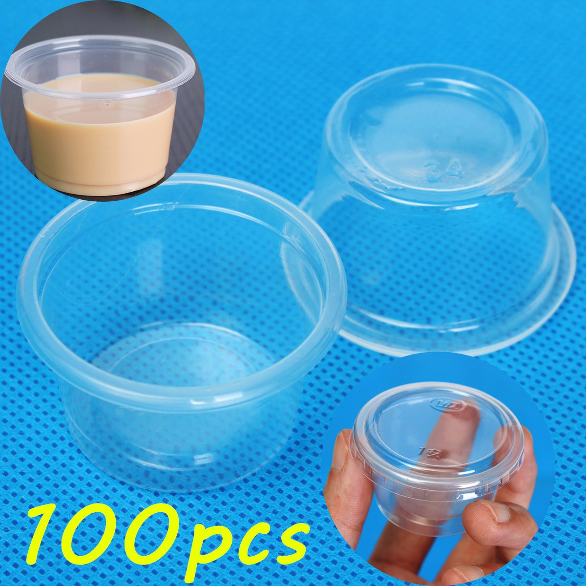 

100pcs 1oz 30ml Cup With Lid Clear Plastic Pudding Jelly Sauce Cup