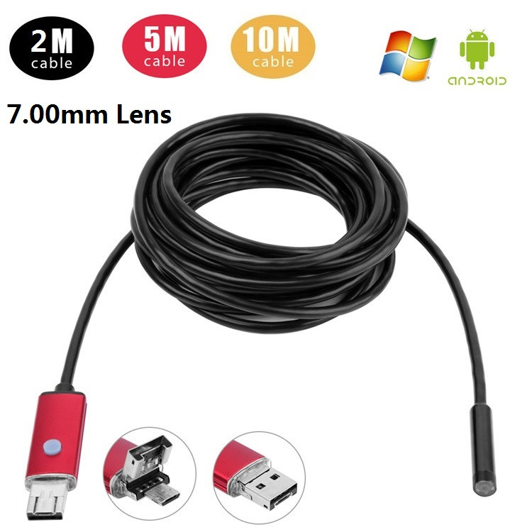 

A99 6LED 7.0mm Lens Waterproof Endoscope Inspection Borescope Tube Wired Camera for Android PC