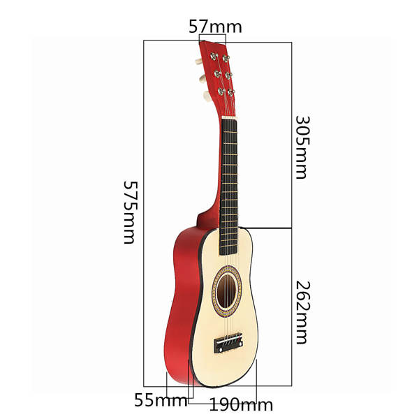 Red 23 Beginners Practice Acoustic Guitar w/ 6 String For Children Kids" - Photo: 5
