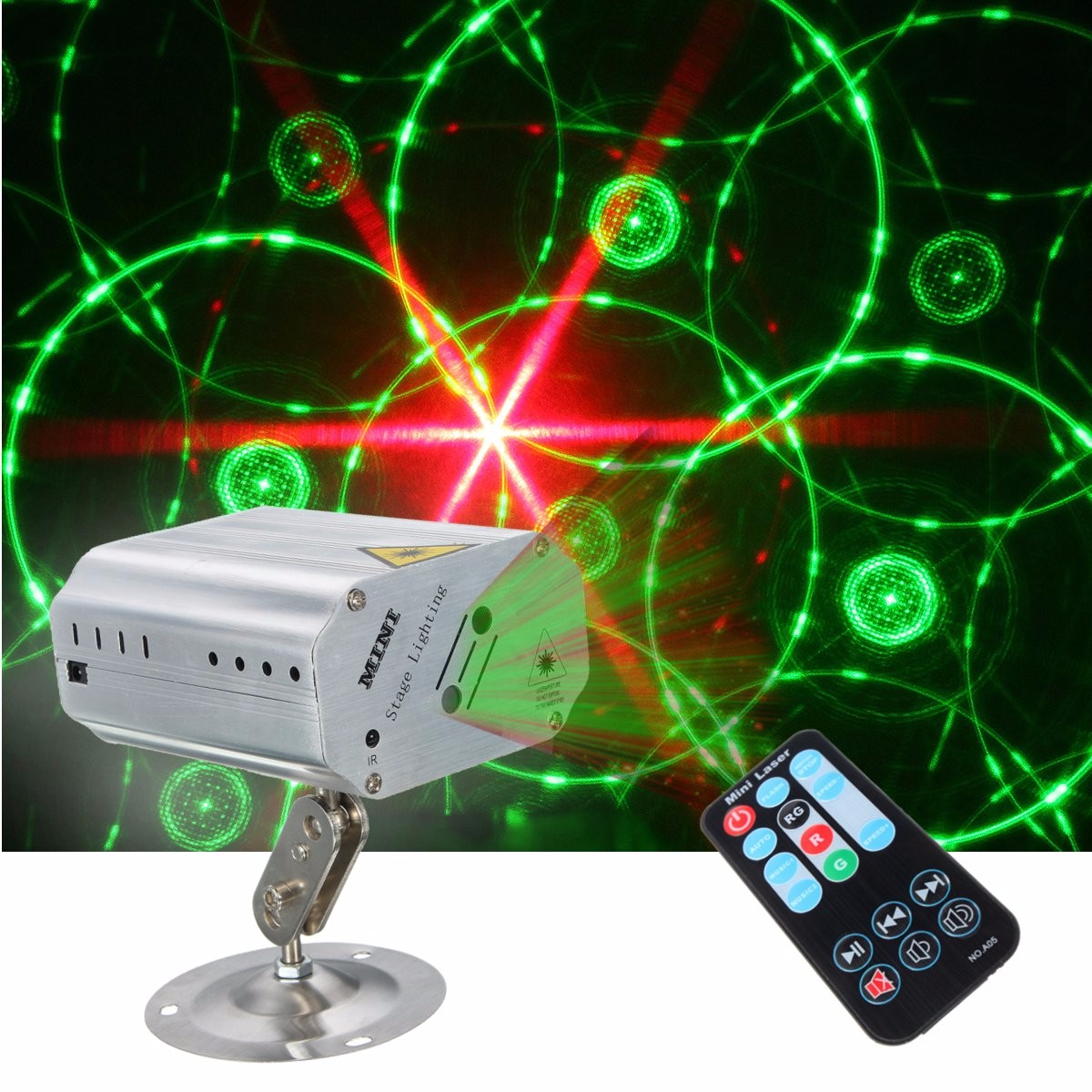 

Mini R&G Auto/Sound LED Stage Light Laser Projector Xmas DJ Party Club Lamp + Remote AC110-240V