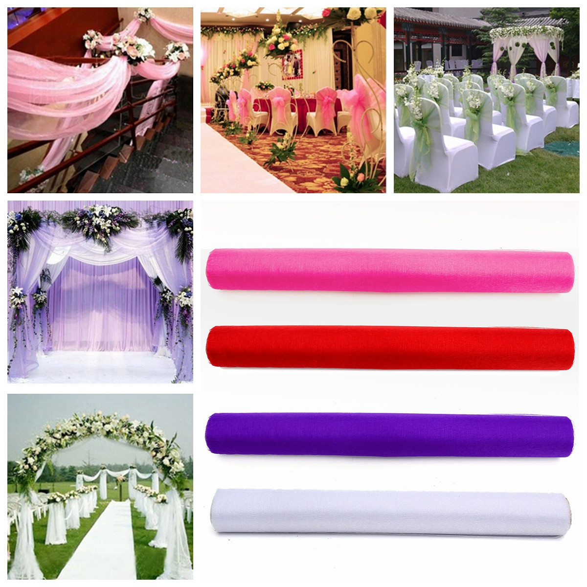 Time to Sparkle TtS 26M x 29cm Sheer Organza Fabric Roll Sash Table Runner chair Sashes Chair Cover Bows Swags Wedding Party White