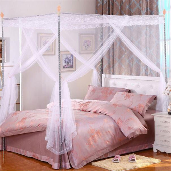 

180X220cm Palace Mosquito Net Four Corner Bed Netting Canopy Insect Bug Curtain King Size