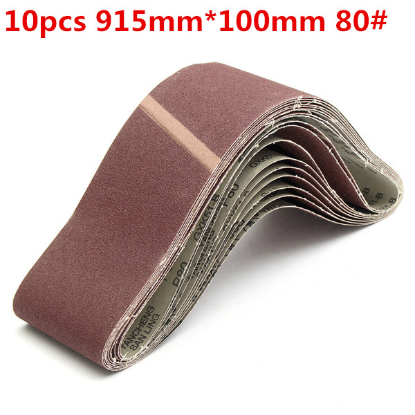 

10pcs 915mm*100mm Alumina Sanding Belts 80 Grit Sandpaper Self Sharpening Oxide Abrasive Strips