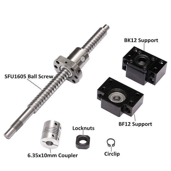Details about   BallScrew SFU1204/SFU1605 250-1500MM+BF/BK12+6.35*8mm Coupler+2X Housing CNC Set 