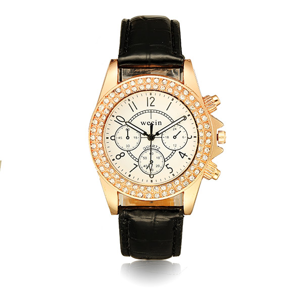 

Wecin 1511 Crystal PU Leather Analog Quartz Women Wrist Watch
