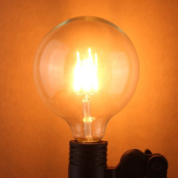 

G125 6W E27 Edison Filament Warm White Globe COB LED Light Bulb 220-240V